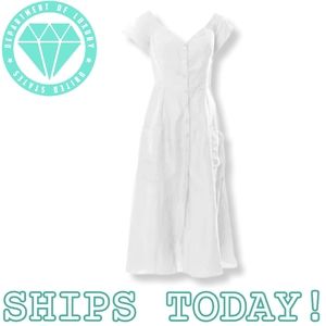 REFORMATION Mariposa Dress in White Midi Linen Off Shoulder Selena Gomez Wedding